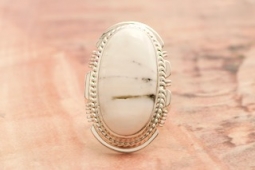Genuine White Buffalo Turquoise Sterling Silver Ring